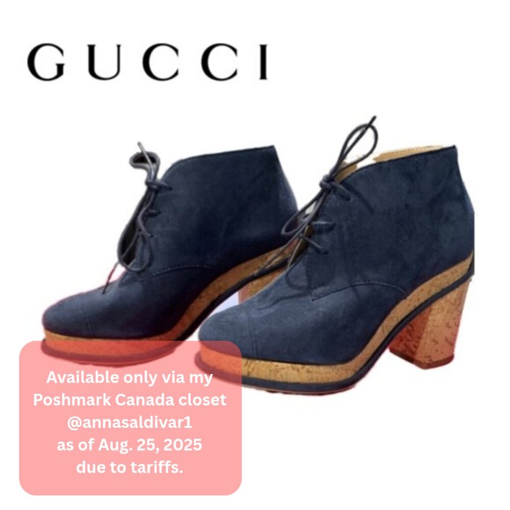 36.5 Chanel Suede Cork Lace Up Booties